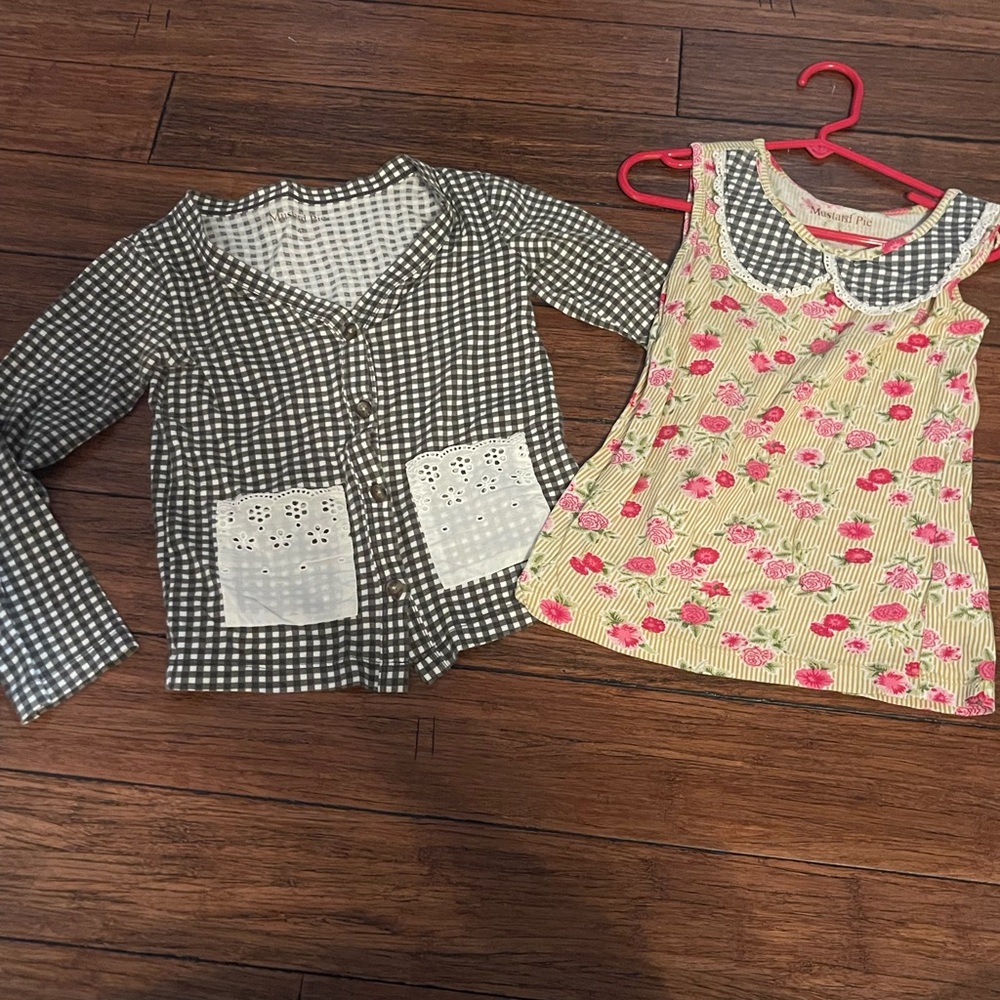 Mustard Pie Gray and Yellow Matching Tank and Cardigan Set